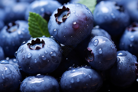 水滴滴的蓝莓果实高清图片