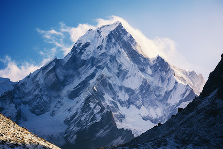 皑皑白雪冬季白雪覆盖的雪山景观背景