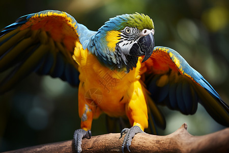 热带雨林动物停在树枝上的鹦鹉背景