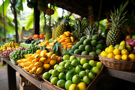 热带水果摊农产品商店高清图片