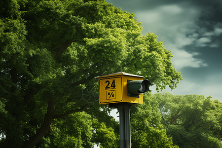 高速公路上的黄色指示杆背景图片