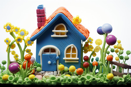 玩具拼贴花园里面的房屋设计图片