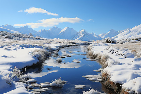 冬季户外壮丽的雪山背景图片