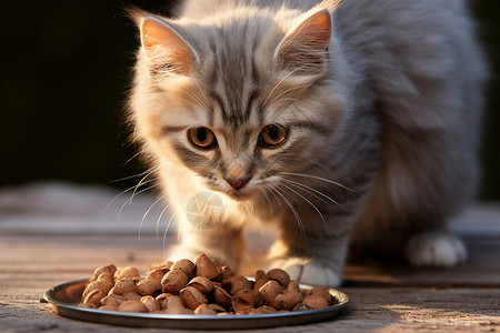 吃饭的宠物猫咪背景图片