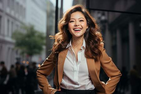 姜黄色西装的女子背景图片