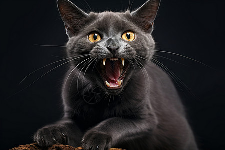 一只黑猫背景图片