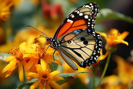 蝴蝶在花园中背景图片