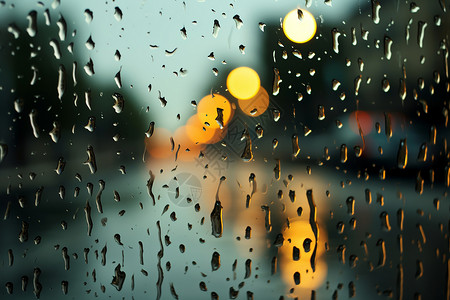 布满雨滴的窗玻璃背景图片
