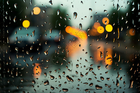 雨中街景玻璃雨点高清图片