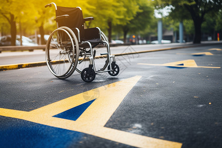 医疗轮椅停在路边的残疾人轮椅背景