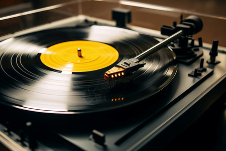 音乐怀旧素材经典黑胶唱片机上的唱片背景