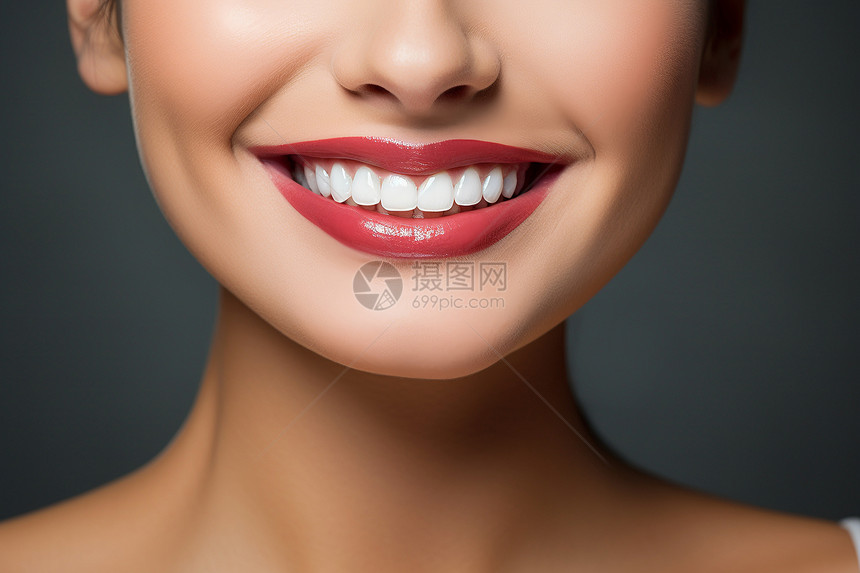 洁白牙齿的女人图片