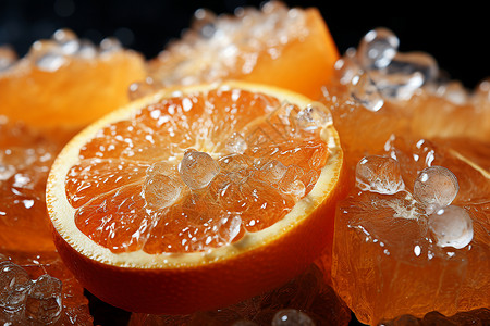 冰镇橙子与橙片背景图片