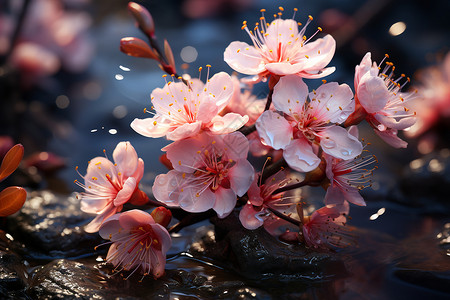 粉色桃花背景背景图片