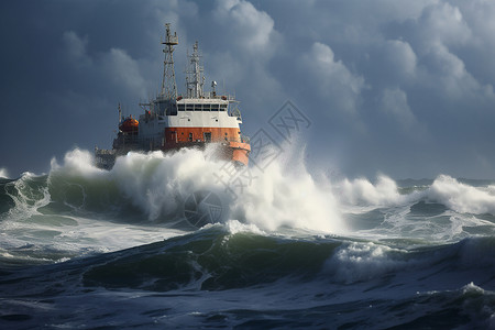狂风暴雨中的船只背景图片