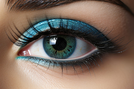 蓝色的眼影和瞳孔背景图片