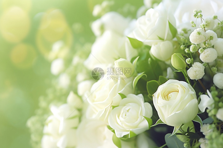 白色玫瑰花束图片