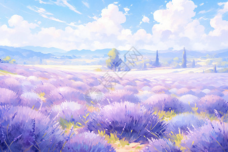 紫色画薰衣草的海洋背景图片