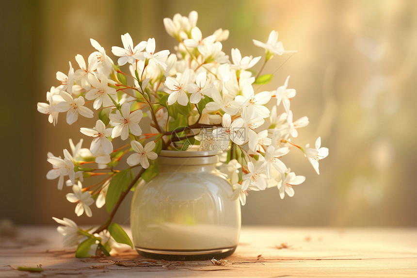 芳香四溢的茉莉花花瓶图片