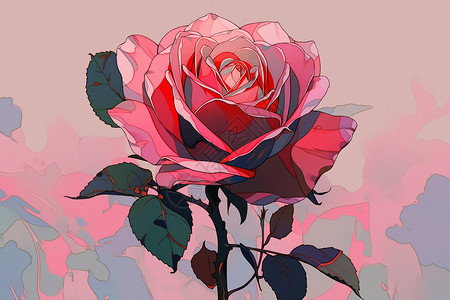 绚丽夺目光效独一无二的玫瑰花朵插画