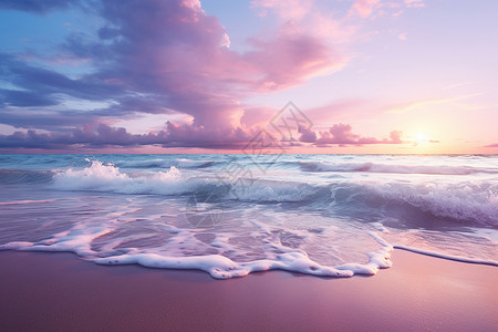 迷幻日落的海洋景观背景图片
