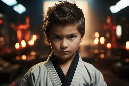 传统跆拳道训练的小男孩背景图片