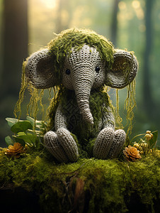 可爱的小象迷人的灰色钩针大象背景