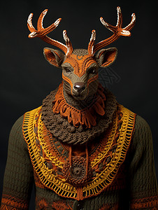 针织美丽的鹿玩偶背景图片