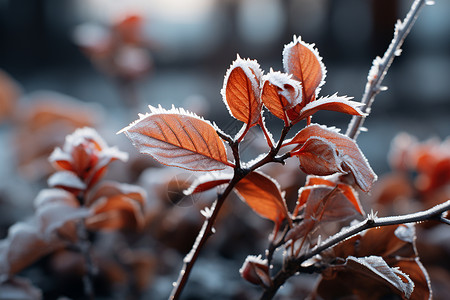 冬季玩耍画面冬日枝叶的静谧画面背景