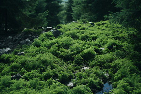 生态学清晨森林的自然美丽背景