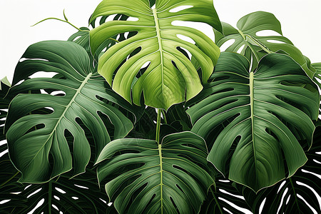热带森林中的树叶背景图片