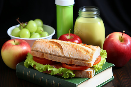 美味健康的午餐全麦三明治背景图片