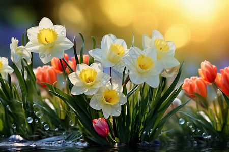 水中花束水仙花花束高清图片