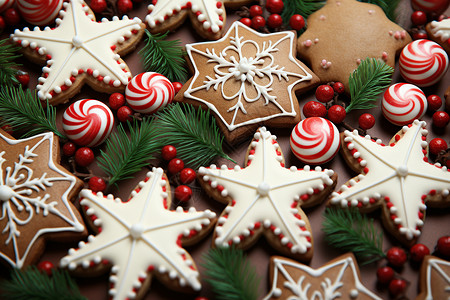 糖果装饰素材圣诞糖果和装饰背景
