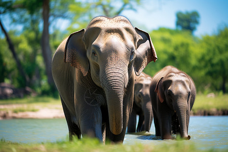 丛林中庞大的大象动物背景