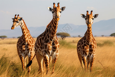 户外漫步的长颈鹿背景图片