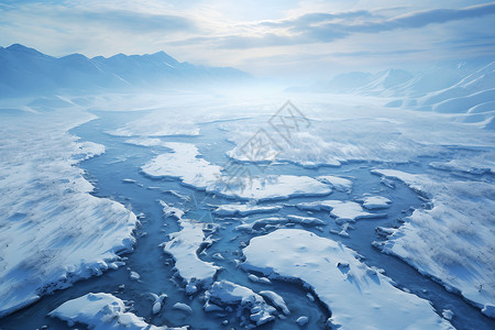 冬季的河流冰块背景图片