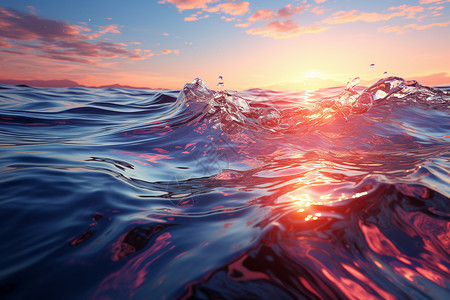 日落下的流动海洋背景图片