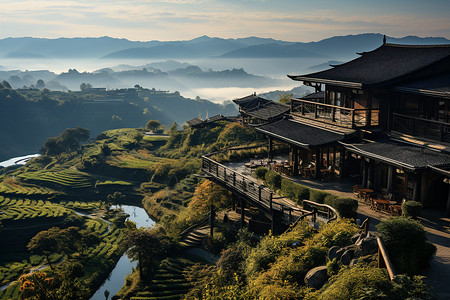 乡村的建筑房屋背景图片