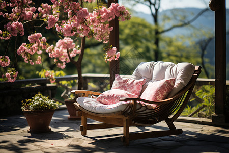 庭院里的休息椅子背景图片