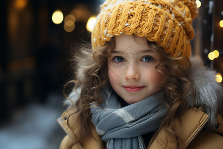 冬季的可爱小女孩背景图片