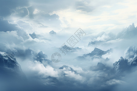 户外壮观的雾霾和山脉背景图片