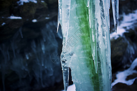 透明冰柱结冰的冰柱背景