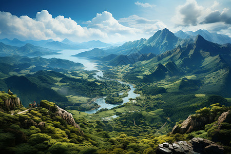 山谷与河流背景图片