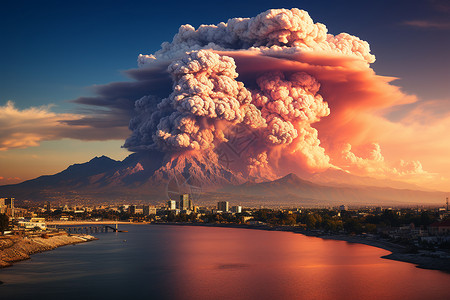 火山口喷发背景图片
