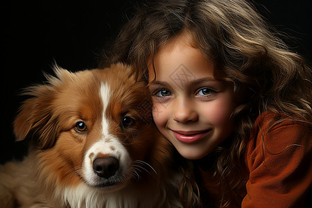 女孩的小狗背景图片