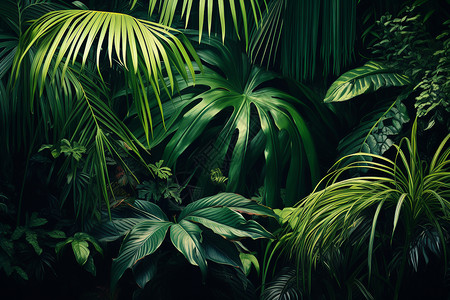 丛林之叶绿色棕榈叶高清图片