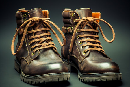 时尚手工精制的棕色靴子背景图片