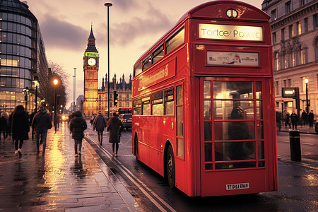伦敦街头的公交车高清图片