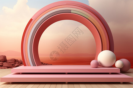 粉色圆形舞台背景图片